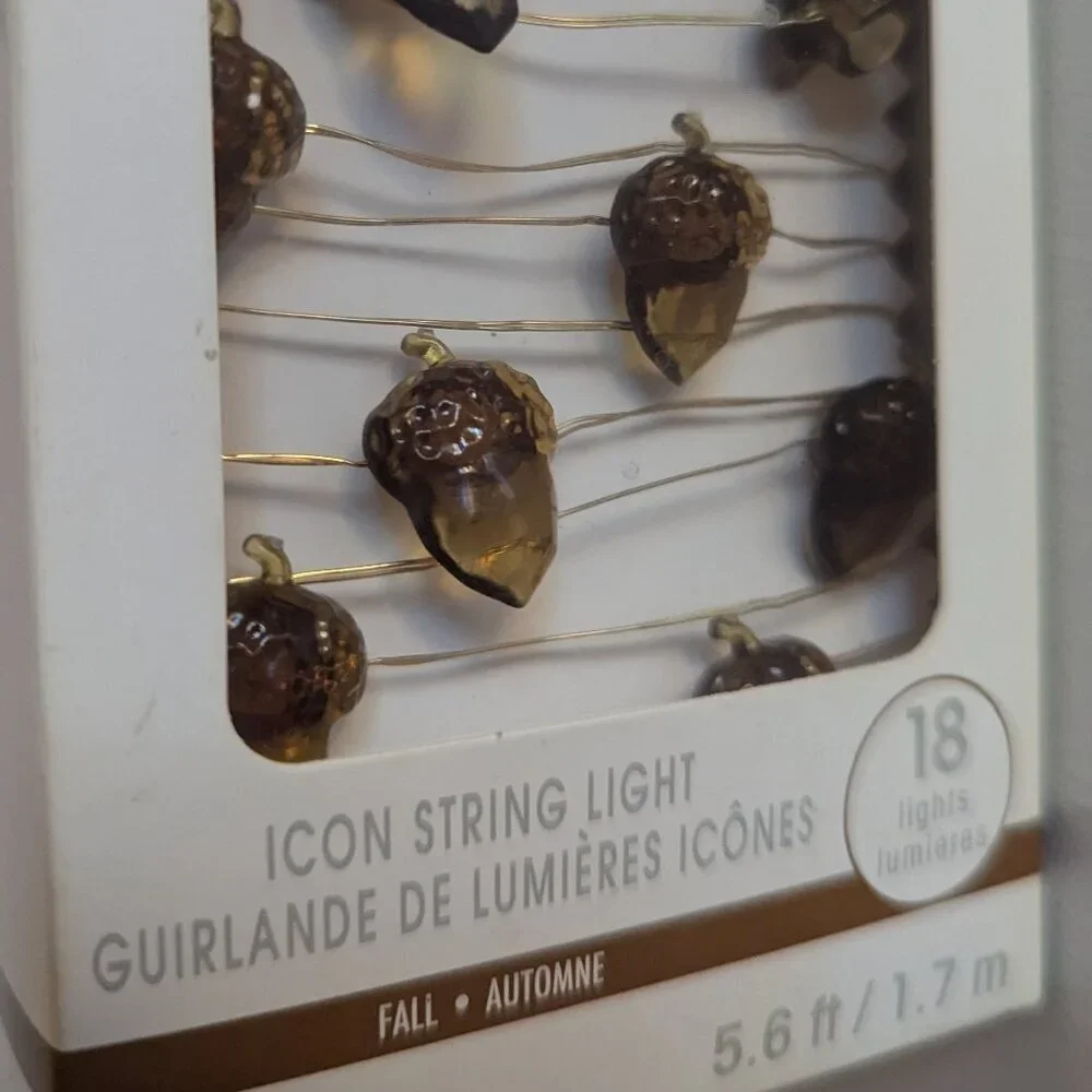 NWT Brown Acorn 18 String Lights Timer Autumn Home Decor Nature Trees Ashland